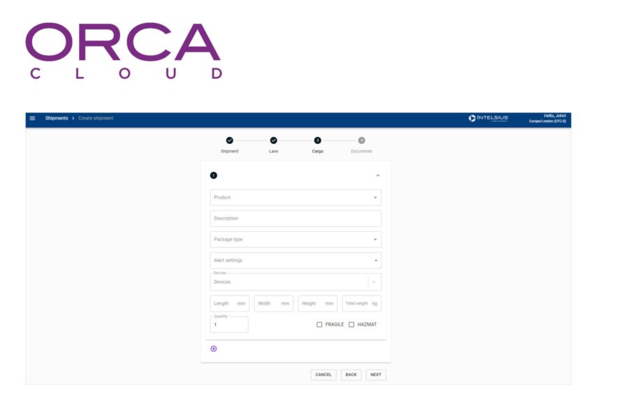 orca cloud screenshot - create shipment 3