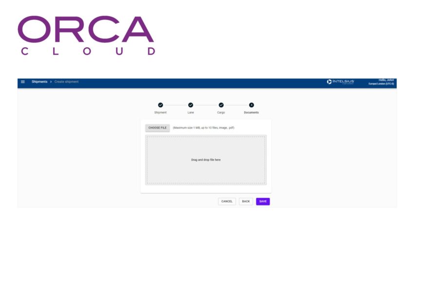 orca cloud screenshot - create shipment